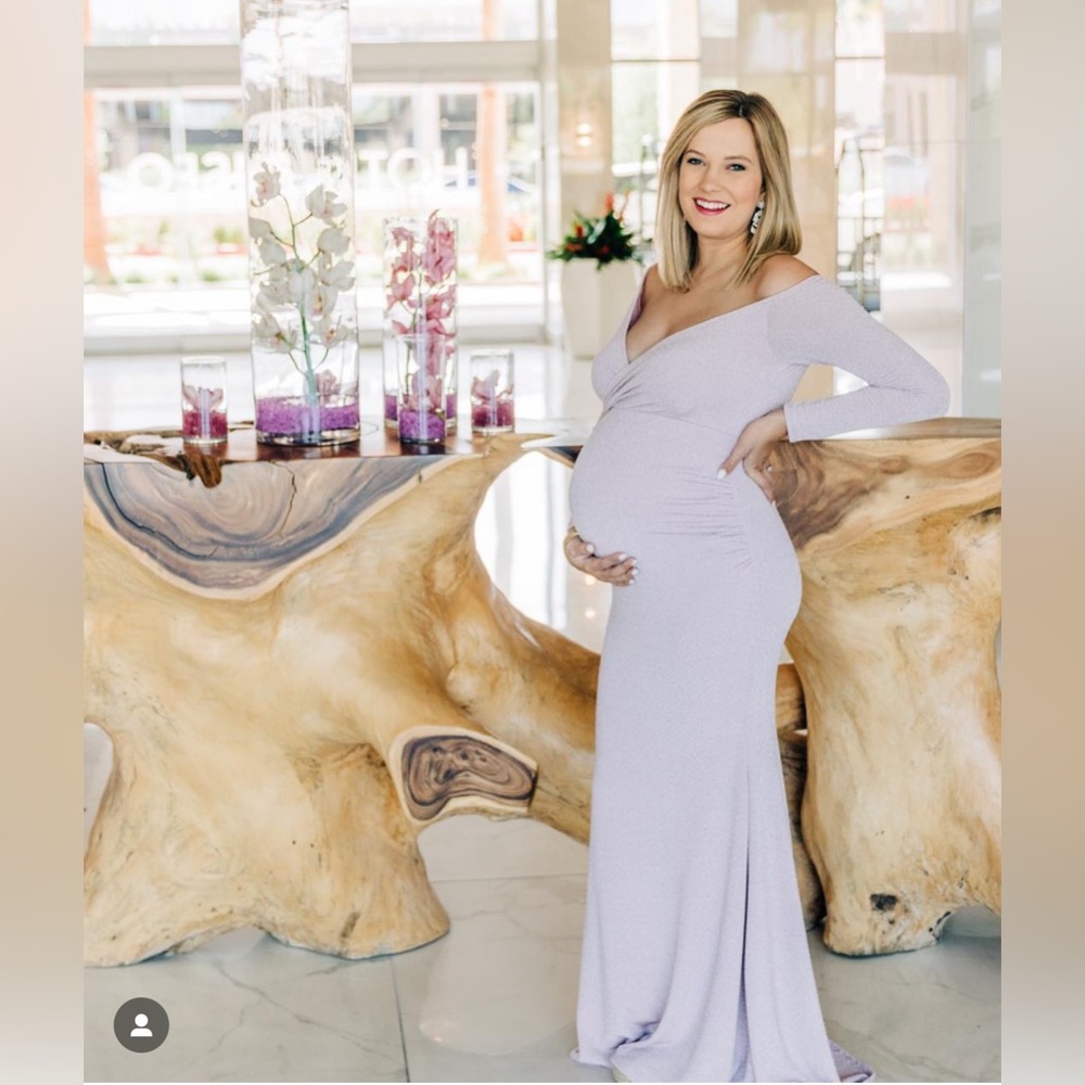 PinkBlush Pink Metallic Maternity Photoshoot Gown